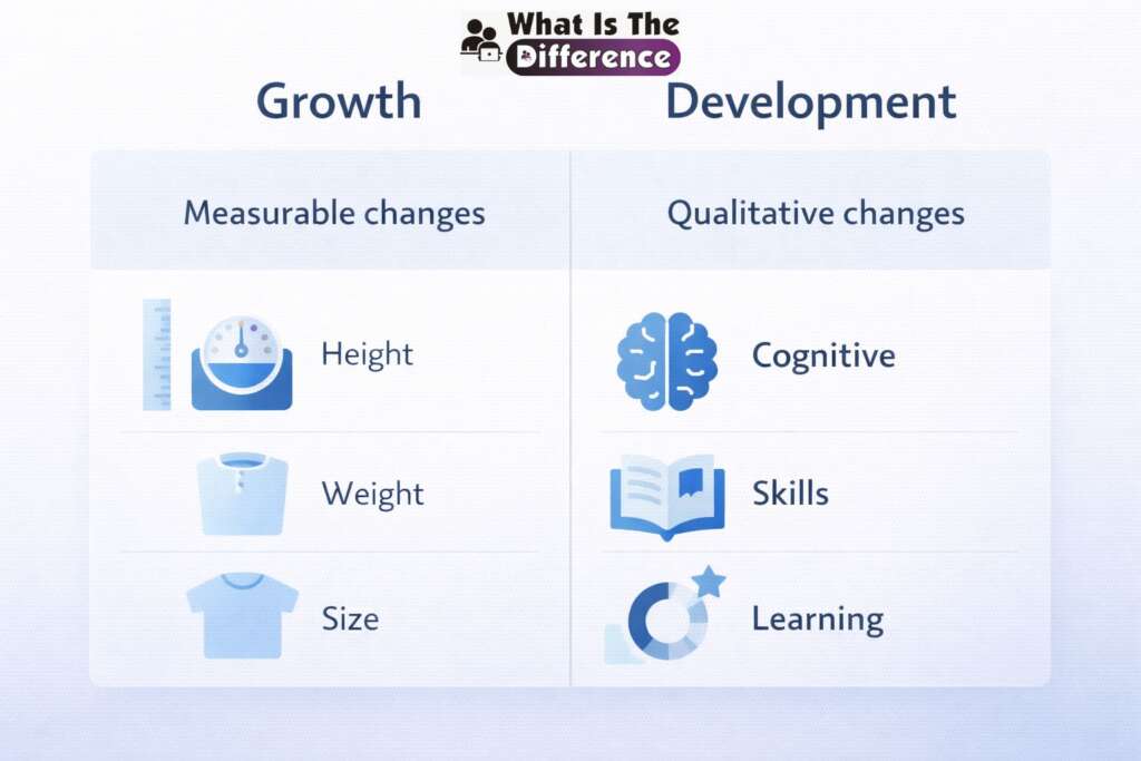 what is the difference between growth and development
