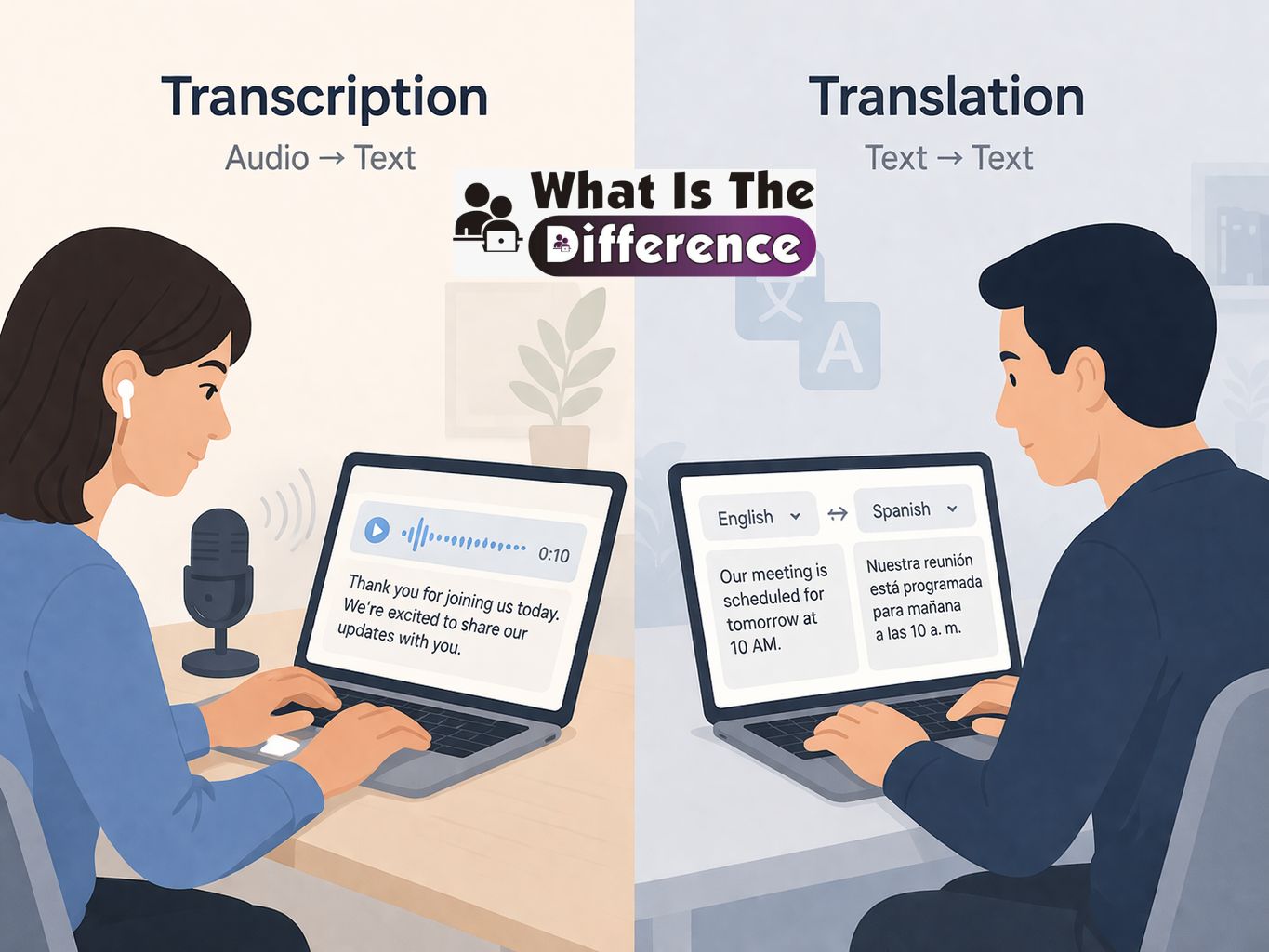 what is the difference between transcription and translation